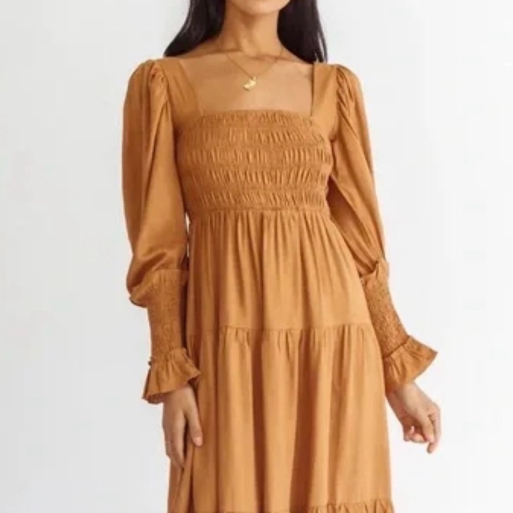 Girl and the Sun Smocked Bohemian Long Sleeve Lined Dress